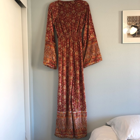 SOLD✨FREE PEOPLE Harper Velvet Printed One Piece Sangria Wine Jumpsuit (Medium) - Picture 11 of 13
